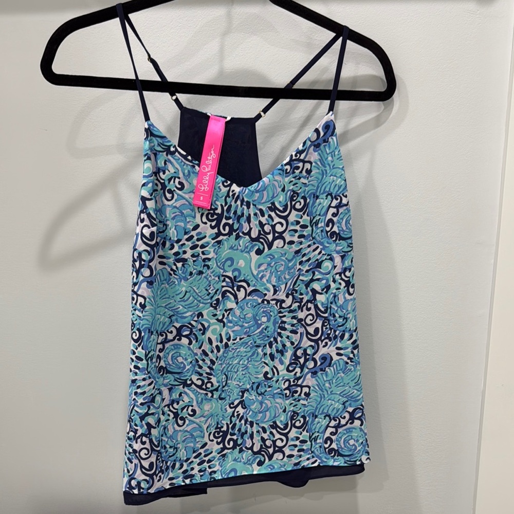 Lilly Pulitzer Blue and White Floral Top
